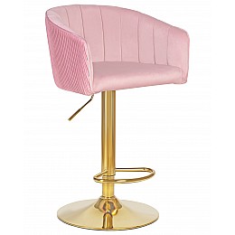 Стул барный DOBRIN DARCY GOLD, розовый велюр (1922-16)