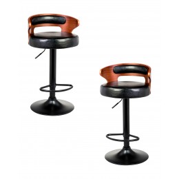 Набор 2 шт Стул барный DOBRIN FRED BLACK, коричневое дерево, чёрный