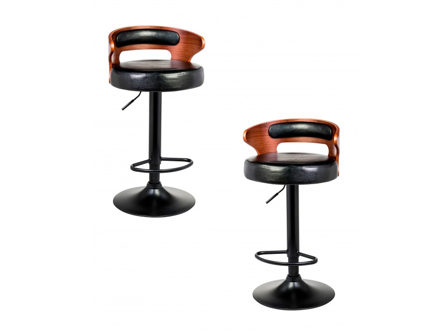 Набор 2 шт Стул барный DOBRIN FRED BLACK, коричневое дерево, чёрный