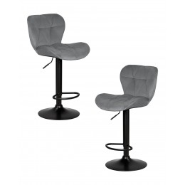 Набор 2 шт Стул барный DOBRIN BARNY BLACK, серый велюр (MJ9-75)