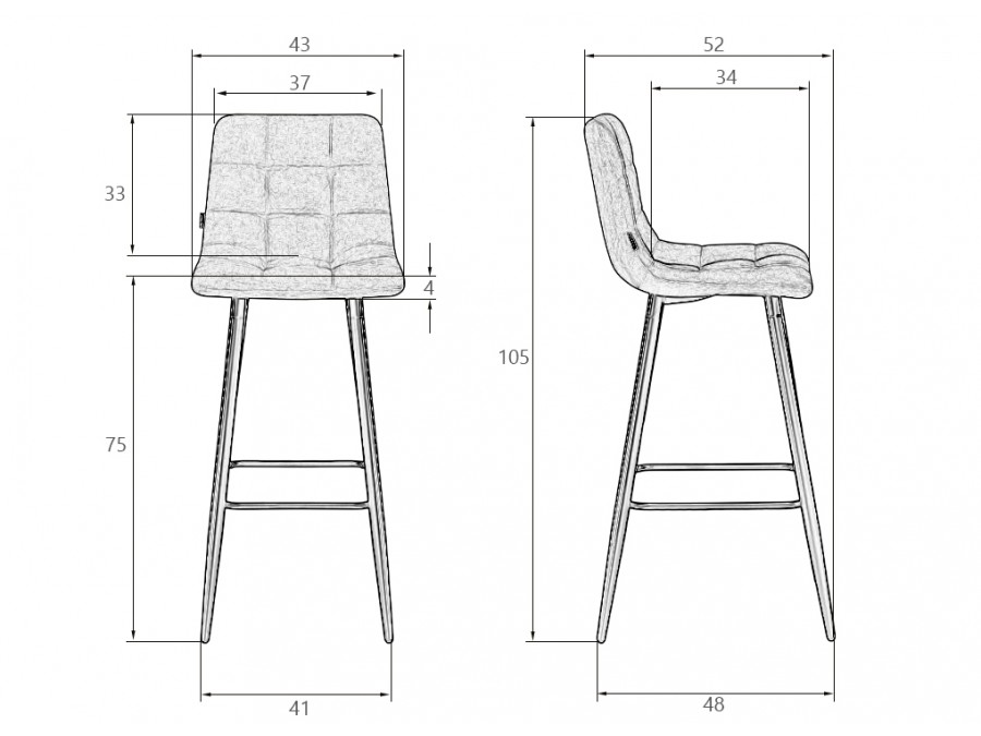 Стул барный DOBRIN NICOLE, черные матовые ножки, морской волны велюр (108-119)