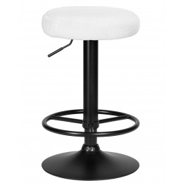 Табурет барный DOBRIN TEDDY BLACK, белый букле (13)