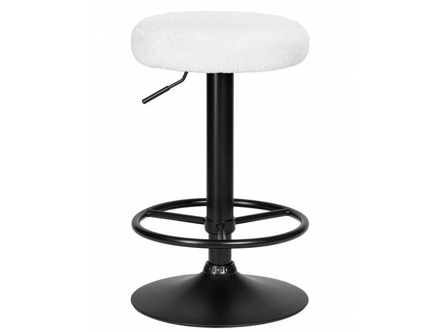 Табурет барный DOBRIN TEDDY BLACK, белый букле (13)