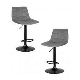 Набор 2 шт Стул барный DOBRIN TAILOR BLACK, серый велюр (MJ9-75)