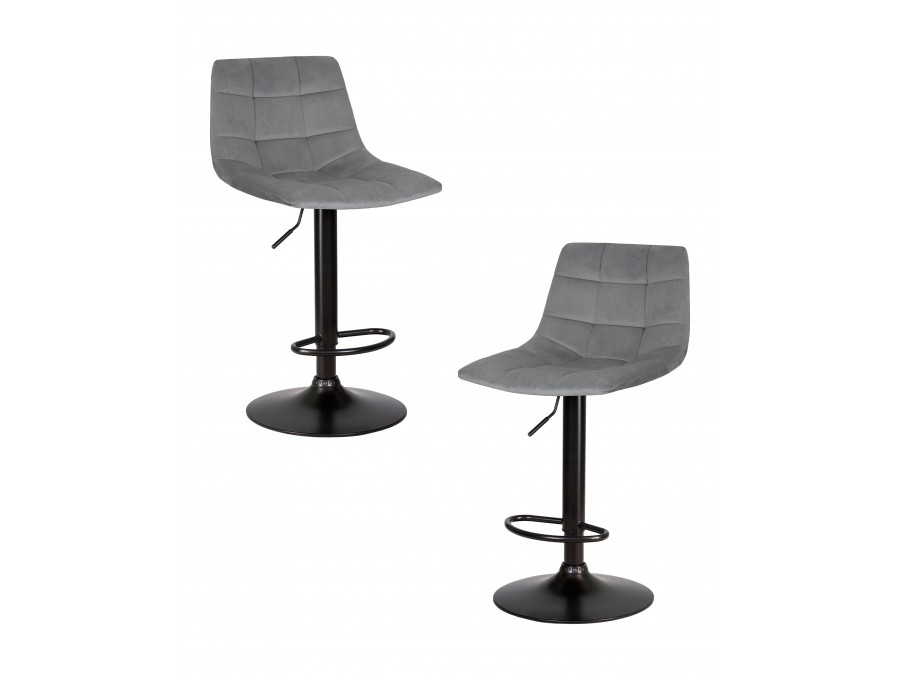 Набор 2 шт Стул барный DOBRIN TAILOR BLACK, серый велюр (MJ9-75)