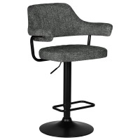 Стул барный DOBRIN CHARLY BLACK, серый твид (LEO11)