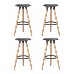 Набор 4 шт Табурет барный DOBRIN ROYCE, ножки светлый бук, цвет темно-серый (GR-04)