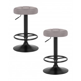 Набор 2 шт Табурет барный DOBRIN BRUNO BLACK, серый велюр (MJ9-75)