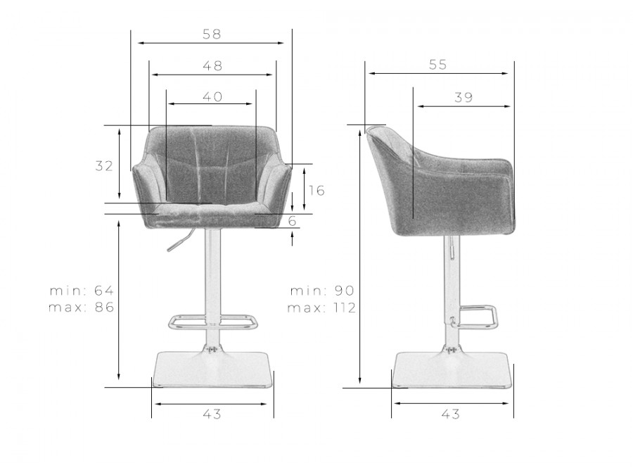Стул барный DOBRIN RALF, черный твид (LEO18)