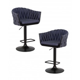 Набор 2 шт Стул барный DOBRIN LEON, синяя ткань (LAR-275-29)
