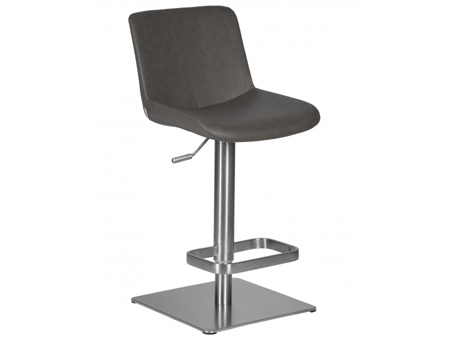 Стул барный DOBRIN ALDO, серый PU YP4, основание из нержавеющей стали