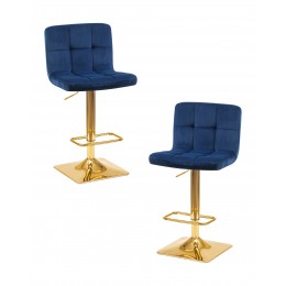 Набор 2 шт Стул барный DOBRIN GOLDIE, синий велюр (MJ9-117)
