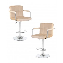 Набор 2 шт Стул барный DOBRIN KRUGER ARM, бежевый велюр (MJ9-10)