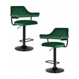 Набор 2 шт Стул барный DOBRIN CHARLY BLACK, зеленый велюр (MJ9-88)