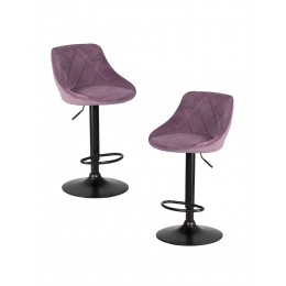Набор 2 шт Стул барный DOBRIN LOGAN BLACK, пудрово-сиреневый велюр (MJ9-52)