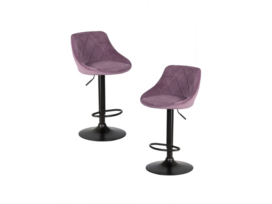 Набор 2 шт Стул барный DOBRIN LOGAN BLACK, пудрово-сиреневый велюр (MJ9-52)