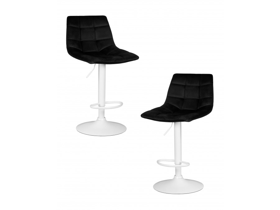 Набор 2 шт Стул барный DOBRIN TAILOR WHITE, черный велюр (MJ9-101)