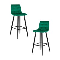 Набор 2 шт Стул барный DOBRIN NICOLE, черные матовые ножки, зелёный велюр (108-64)