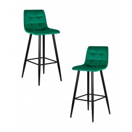Набор 2 шт Стул барный DOBRIN NICOLE, черные матовые ножки, зелёный велюр (108-64)