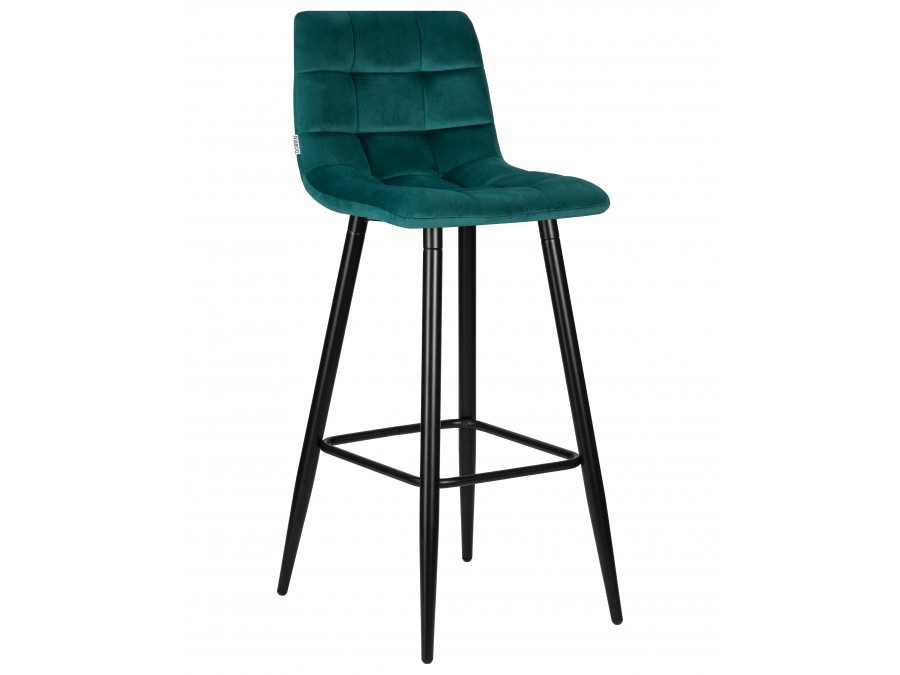 Стул барный DOBRIN NICOLE, черные матовые ножки, морской волны велюр (108-119)