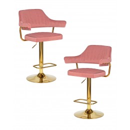 Набор 2 шт Стул барный DOBRIN CHARLY GOLD, розовый велюр (MJ9-32)
