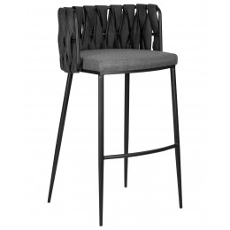 Стул барный DOBRIN AMELIA, серая ткань (F-48), темно-серый винтажный PU (MF-12)