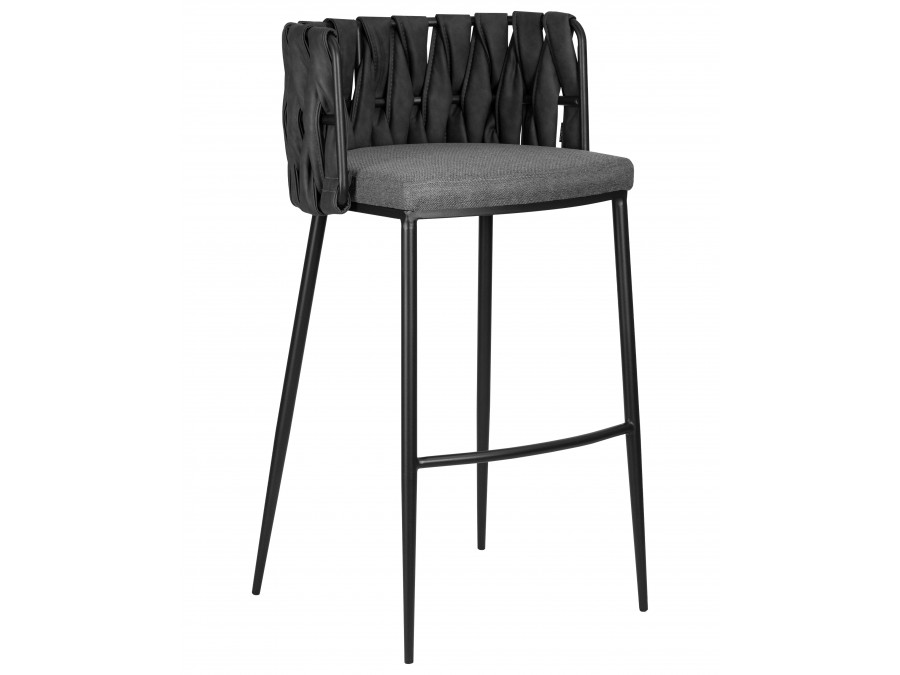 Стул барный DOBRIN AMELIA, серая ткань (F-48), темно-серый винтажный PU (MF-12)