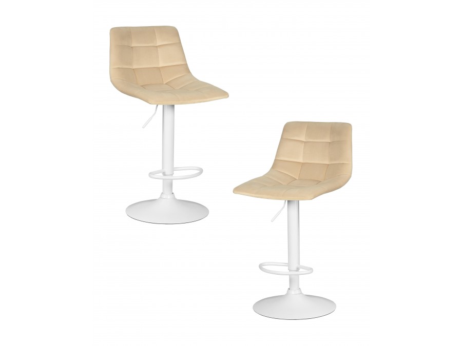 Набор 2 шт Стул барный DOBRIN TAILOR WHITE, бежевый велюр (MJ9-10)