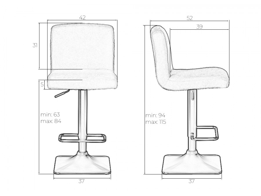 Стул барный DOBRIN LEO, белый букле (13)