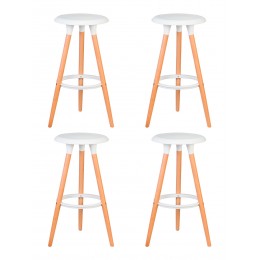 Набор 4 шт Табурет барный DOBRIN ROYCE, ножки светлый бук, цвет белый (W-02)