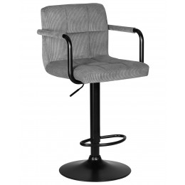 Стул барный DOBRIN KRUGER ARM BLACK, серый вельвет (LAR-E2041-25)