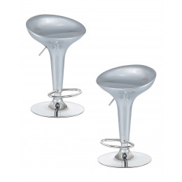 Набор 2 шт Стул барный DOBRIN BOMBA, серебряный металлик
