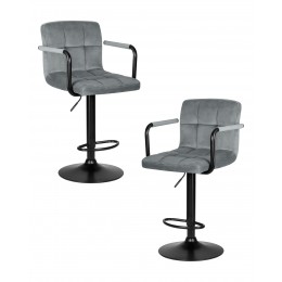 Набор 2 шт Стул барный DOBRIN KRUGER ARM BLACK, серый велюр (MJ9-75)