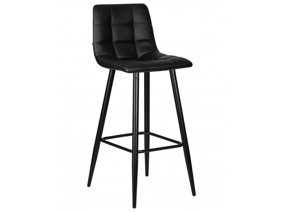 Стул барный DOBRIN NICOLE, черные матовые ножки, черная экокожа (P-01)