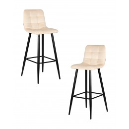 Набор 2 шт Стул барный DOBRIN NICOLE, черные матовые ножки, кремовый велюр (108-113)