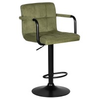 Стул барный DOBRIN KRUGER ARM BLACK, зеленый вельвет (LAR-E2041-7)