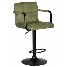 Стул барный DOBRIN KRUGER ARM BLACK, зеленый вельвет (LAR-E2041-7)