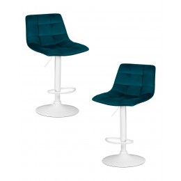 Набор 2 шт Стул барный DOBRIN TAILOR WHITE, морской волны велюр (MJ9-99)