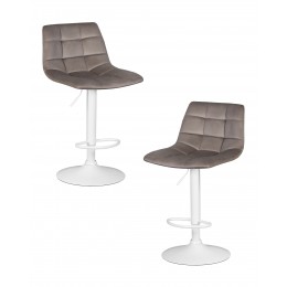 Набор 2 шт Стул барный DOBRIN TAILOR WHITE, серый велюр (MJ9-75)