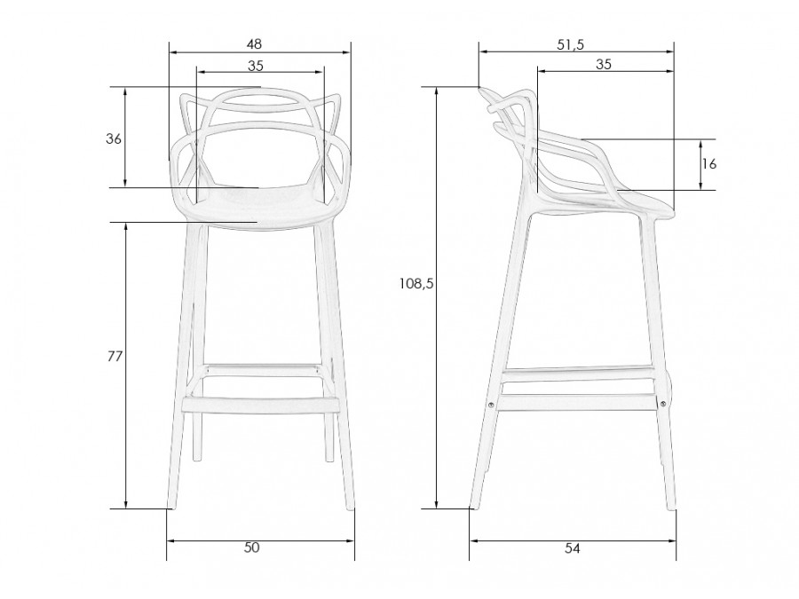 Стул барный DOBRIN MASTERS BAR, белый (W-02)