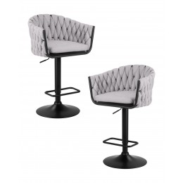 Набор 2 шт Стул барный DOBRIN LEON, серая ткань (LAR 275-17)