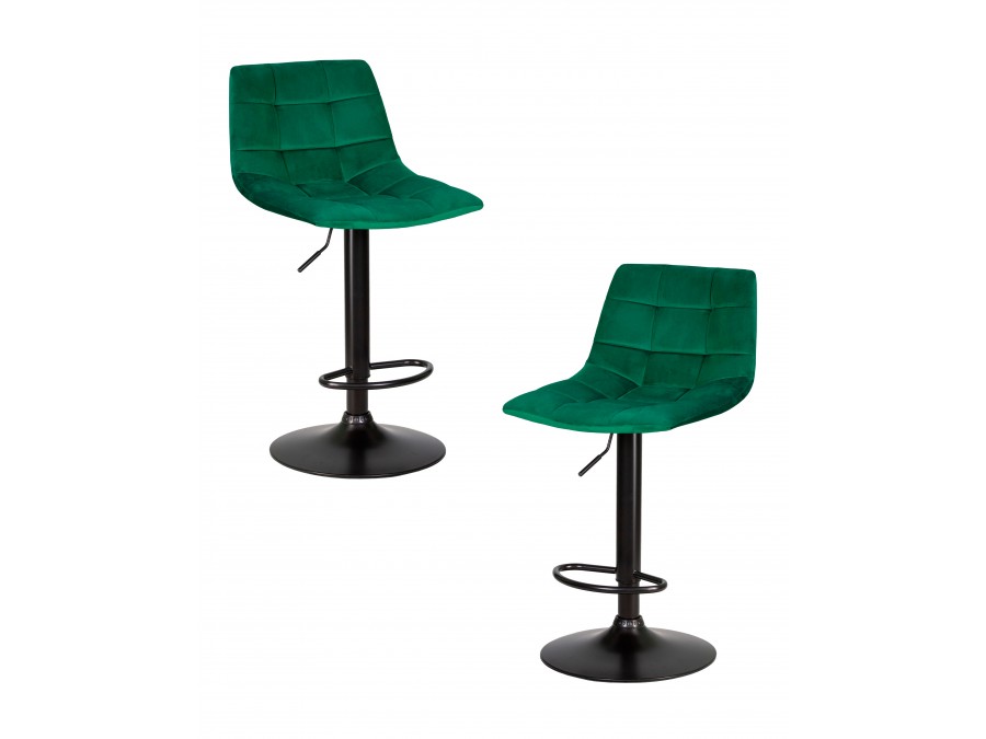 Набор 2 шт Стул барный DOBRIN TAILOR BLACK, зеленый велюр (MJ9-88)