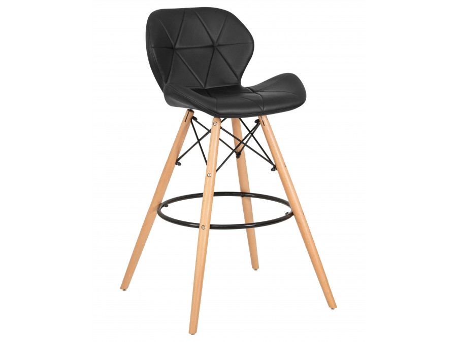 Стул барный DOBRIN BUTTERFLY BAR, ножки светлый бук, цвет чёрный