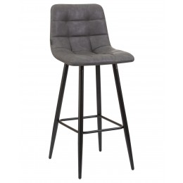 Стул барный DOBRIN NICOLE, черные матовые ножки, серая антрацитовая винтажная экокожа (RU-08)
