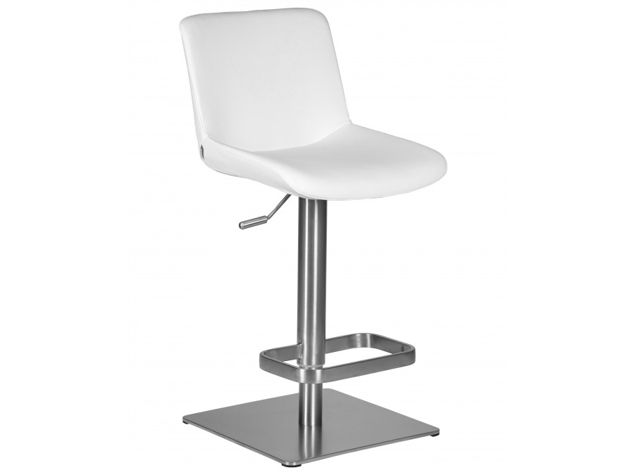Стул барный DOBRIN ALDO, белый PU P23, основание из нержавеющей стали