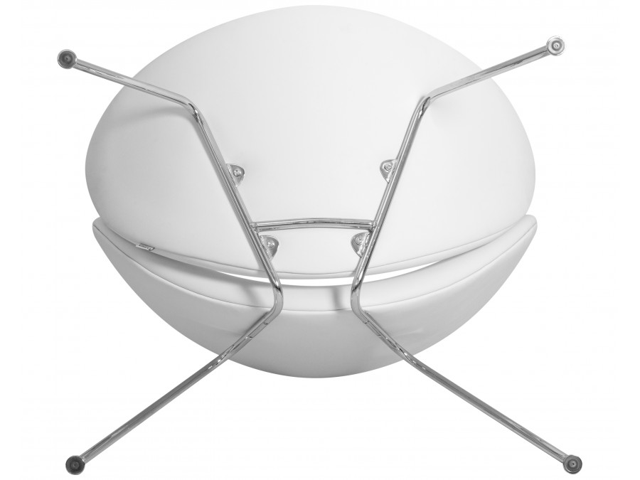 Кресло дизайнерское DOBRIN EMILY, белый винил YP17, хромированная сталь