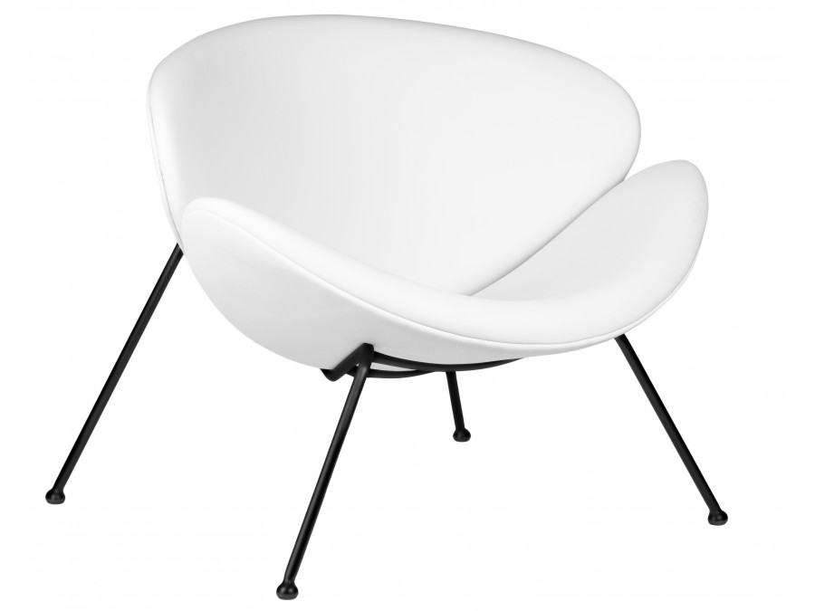 Кресло дизайнерское DOBRIN EMILY, белый винил YP17, черное основание