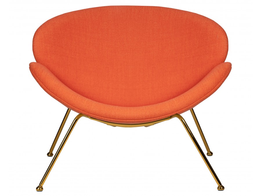 Кресло дизайнерское DOBRIN EMILY, оранжевая ткань AF, золотое основание