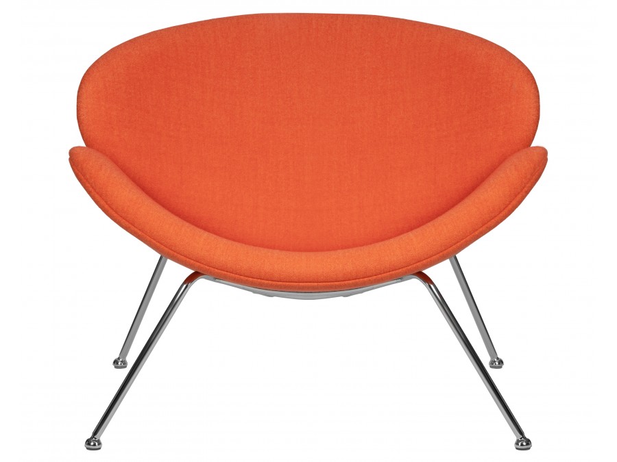 Кресло дизайнерское DOBRIN EMILY, оранжевая ткань AF, хромированная сталь