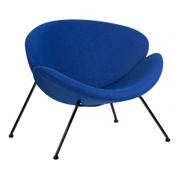 Кресло дизайнерское DOBRIN EMILY, синяя ткань AF6, черное основание